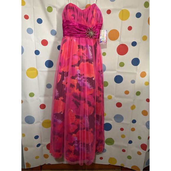 NWT Morgan & Co. Formal Dress Fuchsia Multi Size 5/6 🌸🍒 - Picture 15 of 15